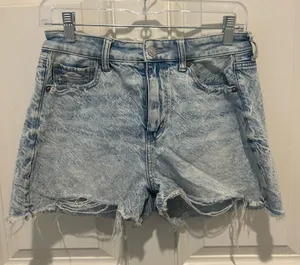 American Eagle Outfitters Light Blue Acid Wash Distressed Denim Shorts thumbnail 1