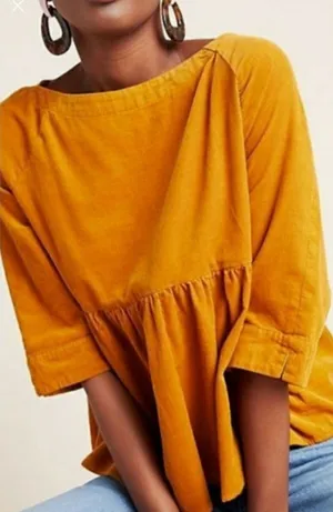 Anthropologie Maeve Maria Mustard Corduroy Top thumbnail 1