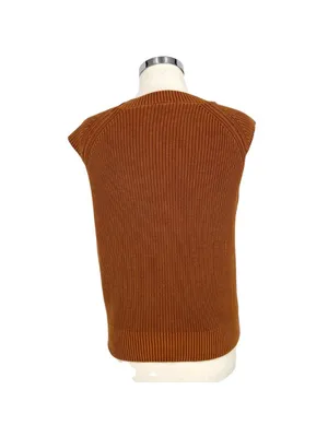 Young Fabulous and Broke Coastal Minimalist Beau Sleeveless Knit Sweater Vest Rust Brown Size Small thumbnail 6