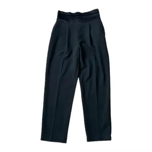 Maeve Anthropologie Trousers Navy Blue Satin Trim Pleated Size 6 thumbnail 2