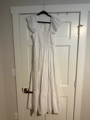 Express White Ruffle Maxi Dress thumbnail 5