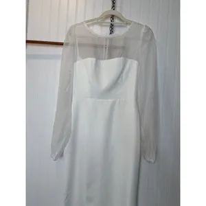 NWOT Lulus Sz M Immaculate Romance White Sheer Organza Long Sleeve Maxi Dress thumbnail 5