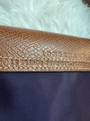 Longchamp Purple Le Pliage Tote with Brown Leather Trim thumbnail 8