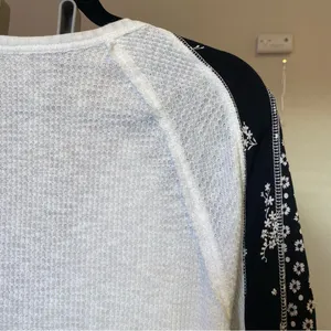 Free People Auxton Thermal Surplice Crossover Front Balloon Sleeves White size L thumbnail 7