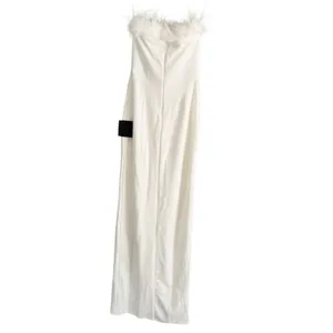 NWT Lulus White Strapless Feather Lined Maxi Dress Size XS thumbnail 3