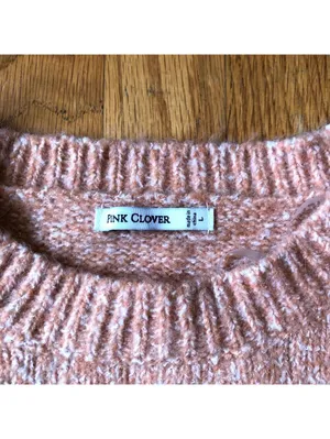 Pink Clover NWT Pink Heathered Crewneck Pullover Sweater Size L thumbnail 3