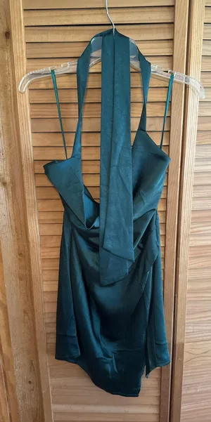 Here Comes the Sun Halter Dress Green Cowl Neck thumbnail 1