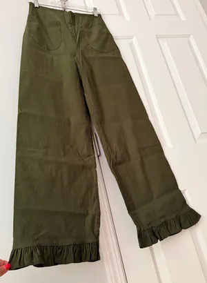 Anthropologie Maeve The Colette Ruffle-Hem Crop Wide-Leg Pants, Size 26 Tall thumbnail 9