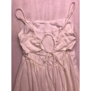 Hello Molly Midi Dress Women 4 White Linen Blend Tiered‎ Boho Sundress thumbnail 8