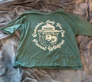 Green Vintage-Style Cropped Graphic T-Shirt thumbnail 1