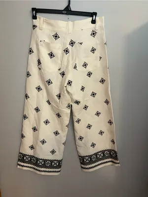 Zara Cream Wide-Leg Printed Chinos‎ thumbnail 2
