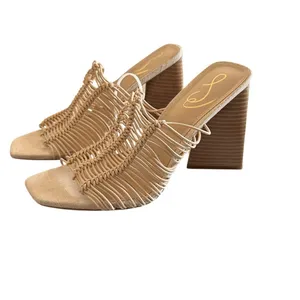 NWT Sam Edelman Laurette‎ Almond Lattice Square Toe Block Heel Sandals thumbnail 5