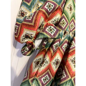 Autumn Adeigbo Mini Dress Babydoll Green Orange Puff Sleeve Size 2 Eclectic Luxe thumbnail 4