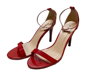 QUPID - Red Faux Patent Leather Ankle Strap Strappy Heels - Size 8 thumbnail 1