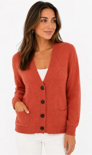 J Crew 100% Cashmere Cardigan Womens Medium Coral Sweater thumbnail 1