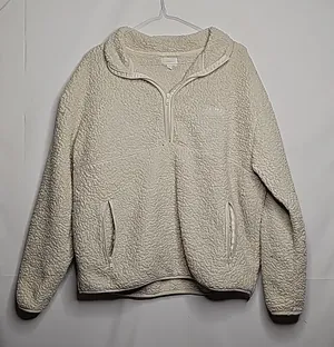 Skims fleece quarter zip cozy pull over white sweatshirt sz Large thumbnail 1