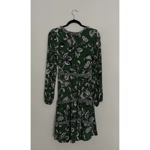 Anthropologie Robin Boho Tiered Ruffled V-Neck Dress Green Motif Size Small thumbnail 6