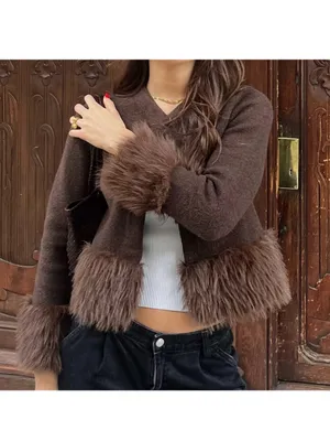 Zara NWT Brown Faux-Fur Trim Jacket thumbnail 9