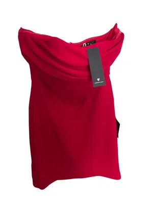 Lulus Red Strapless Corset Bodycon Mini Dress Draped Neckline Size S thumbnail 9