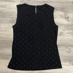 Calvin Klein Black Silver Studded Sleeveless Keyhole Back Tank Top Size Small thumbnail 7