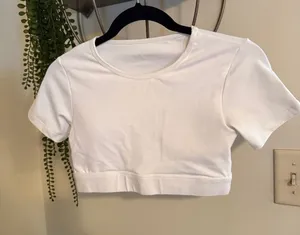 NVGTN Cropped White Workout Top thumbnail 1