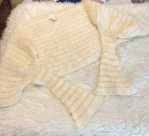 Central Park West Loose Knit Shoulder Wrap Shawl Shrug Mohair Blend Cream Ivory thumbnail 1