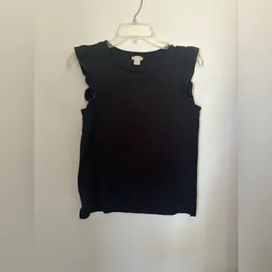 J.Crew Factory Black Ruffle Flutter Sleeve Top Black Size XS Style G7284 thumbnail 5