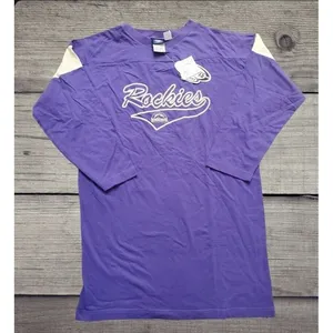 Colorado Rockies Baseball Unisex XL White Purple Long‎ Sleeve Shirt NWT thumbnail 1