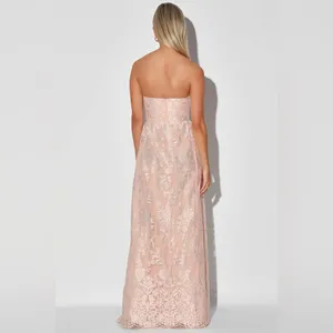 NWOT Lulus Love Will Find A Way Peach Lace Strapless Maxi Dress S thumbnail 4
