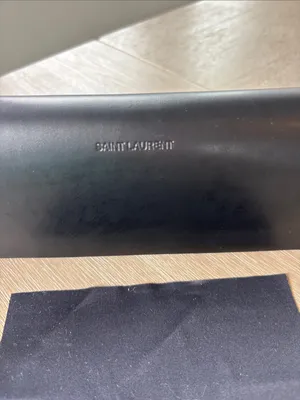 Saint Laurent Black Leather Sunglasses Case with Branded Cloth thumbnail 2