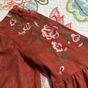 Umgee medium off the shoulder boho bell sleeve top lace & embroidered floral top thumbnail 7