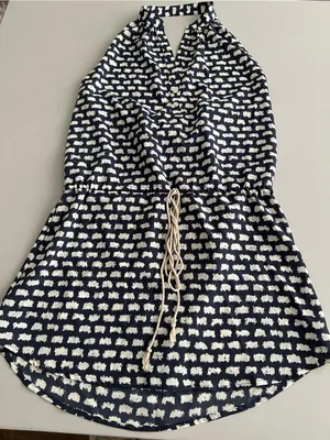 Ulla Johnson Vasia Blue Printed Halter Mini Dress Womens S Beach Summer Vacation thumbnail 1