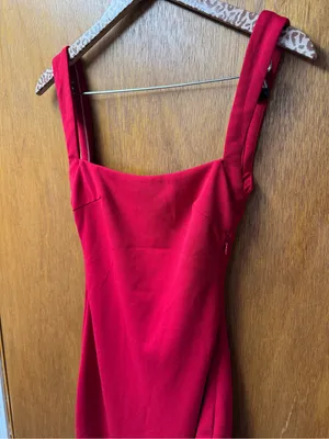 Babyboo Cyanne Square Neck Thigh Slit Scoop Back Maxi Dress Red XS Date Night thumbnail 7