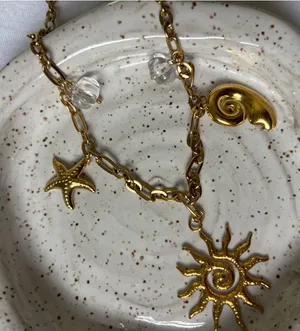 18k gold multi charm necklace thumbnail 1