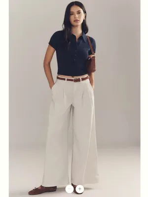 By Anthropologie Low-Rise Pleated Wide-Leg Trousers thumbnail 2