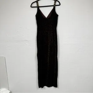 Vintage Scott McClintock Brown Leopard Maxi Dress Womens 6 Formal Glitter Y2K thumbnail 11