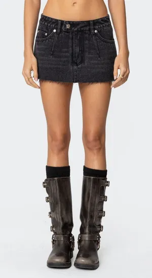 Edikted Low Rise Denim Micro Skort thumbnail 1