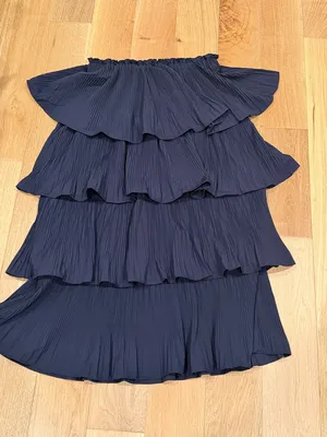 Anthropologie mare mare Navy Tiered‎ Pleated Midi Skirt medium thumbnail 2