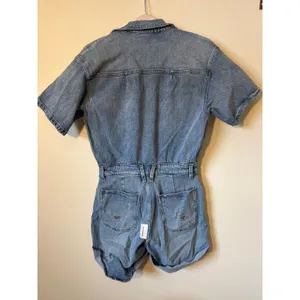 Hudson Sz 28 Denim Blue Jean Short Sleeve Button Front Romper thumbnail 5