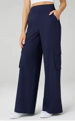 Fabletics Large Downtown Wide Leg Cargo Pants Pockets Pull-On Stretch Hi-Rise thumbnail 1