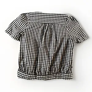 Madewell Women's Small Cross Front Wrap‎ Surplice Tie Top Black White Gingham thumbnail 2