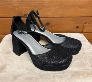 Mix No. 6 Charlotte pumps block heel Black/Silver glitter Sz 6 NWOT thumbnail 1
