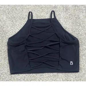 Buff Bunny Collection Ivy Crop Top Black Strappy Back Athletic Tank Size M thumbnail 6