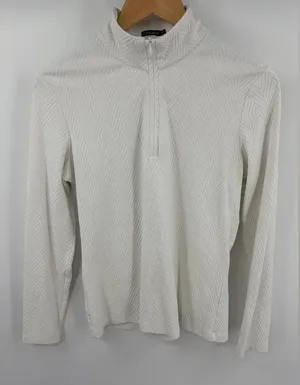 J.McLaughlin white dashing herringbone quarter zip pullover women’s size M thumbnail 1