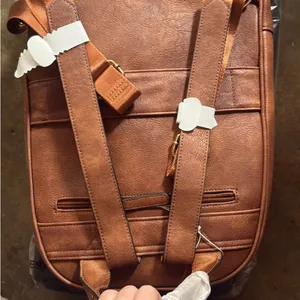 Brown Leather Backpack thumbnail 2
