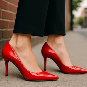Stuart Weitzman luxury beautiful candy apple red heels! thumbnail 1