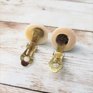 Vintage Clip On Earrings - Stylish Domed Faux Pearl Slightly Over 5/8" thumbnail 4