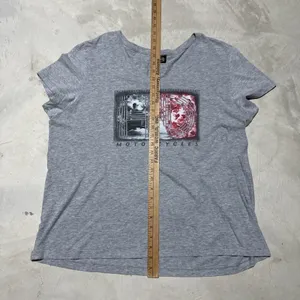 HARLEY-DAVIDSON Women's Grey HD Logo Graphic Short Sleeve V-Neck Tee SZ XL thumbnail 5