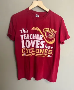 Iowa State Cyclones Teacher T Shirt Gildan Softstyle Red Medium thumbnail 1