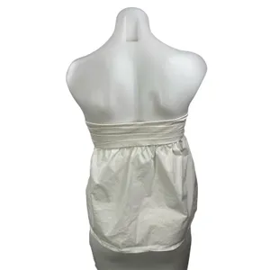 Zara Women's White Strapless Tube Bandeau Button Up Peplum Blouse Top Size M thumbnail 3